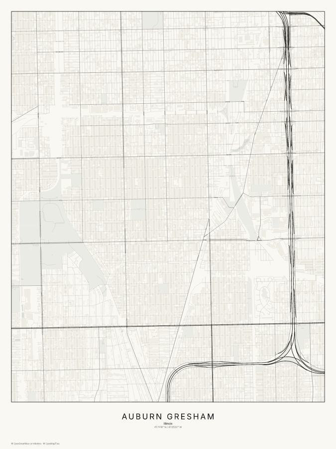 Auburn Gresham map poster, classic style