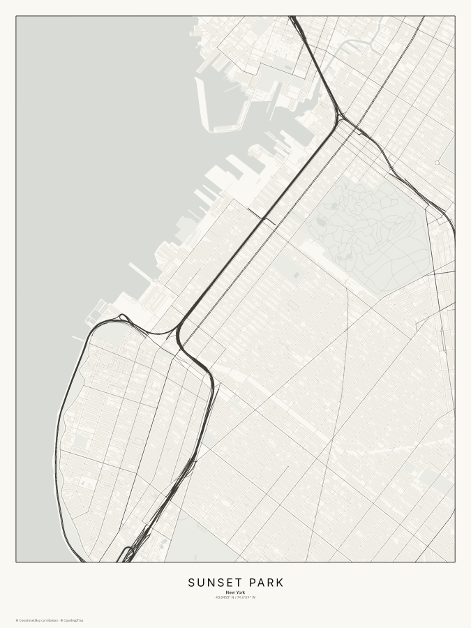 Sunset Park map poster, classic style