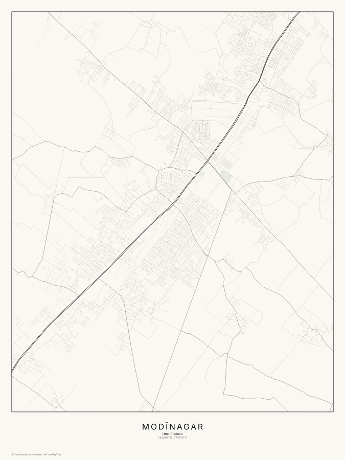 Modīnagar map poster, classic style