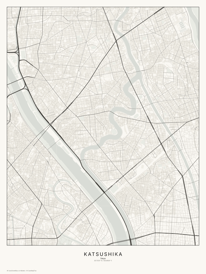 Katsushika map poster, classic style