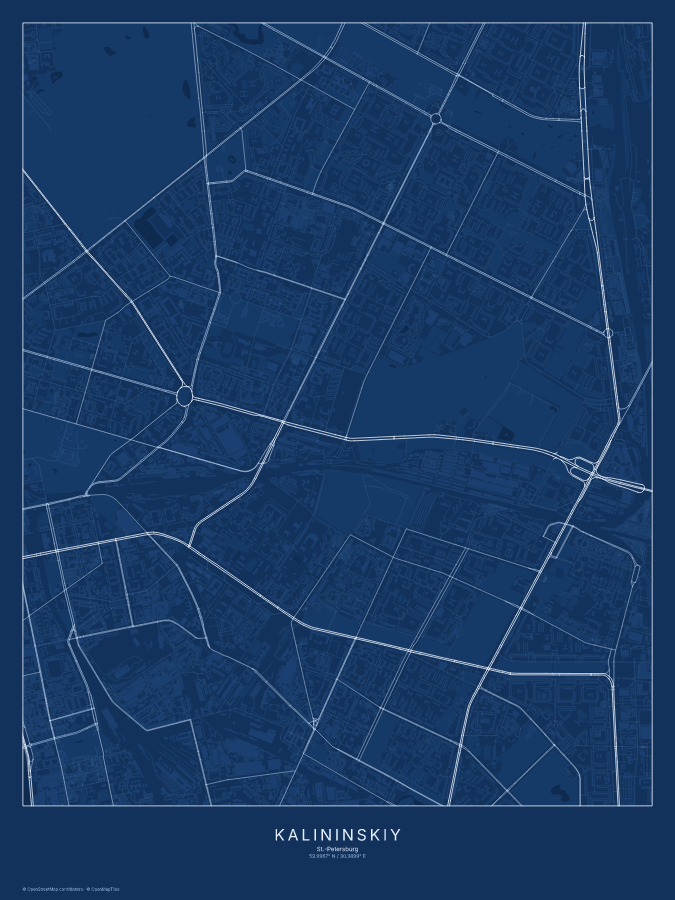 Kalininskiy map poster, blueprint style