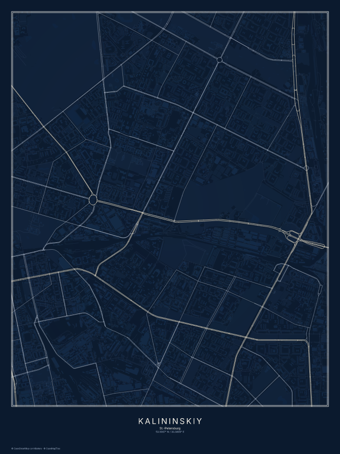 Kalininskiy map poster, midnight style