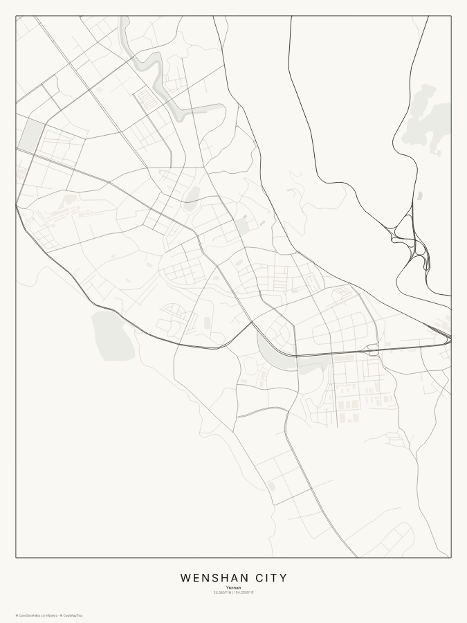 Wenshan City map poster, classic style
