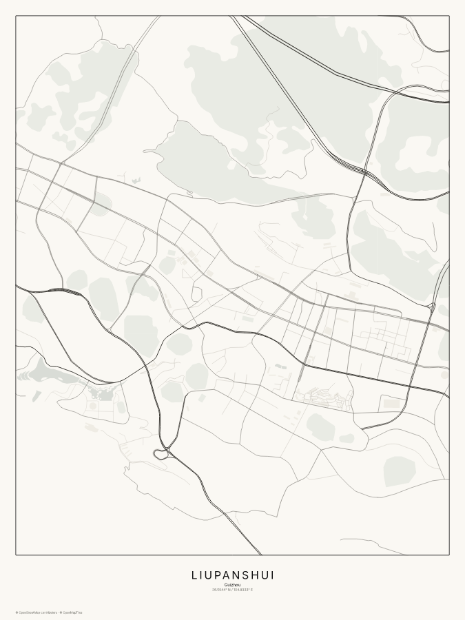 Liupanshui map poster, classic style