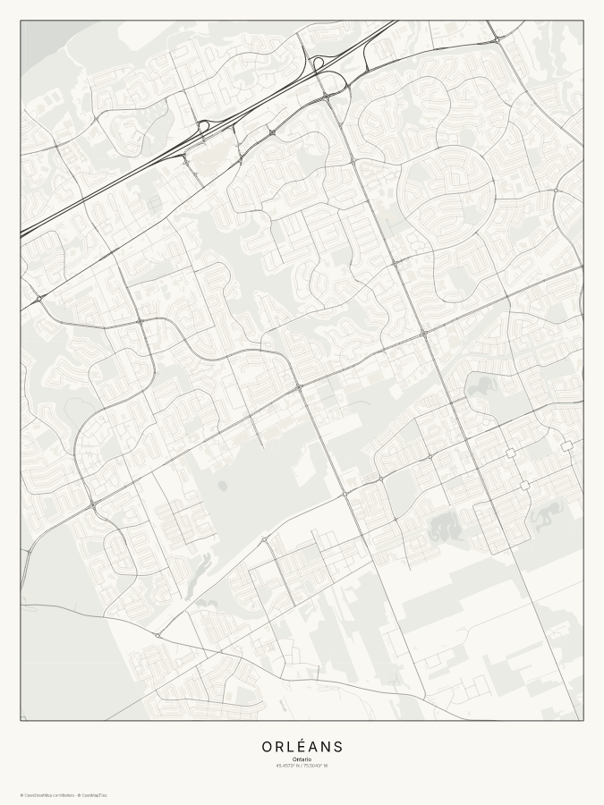 Orléans map poster, classic style