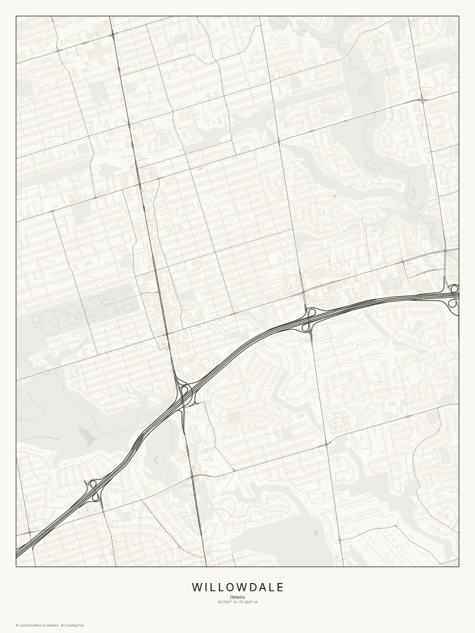 Willowdale map poster, classic style