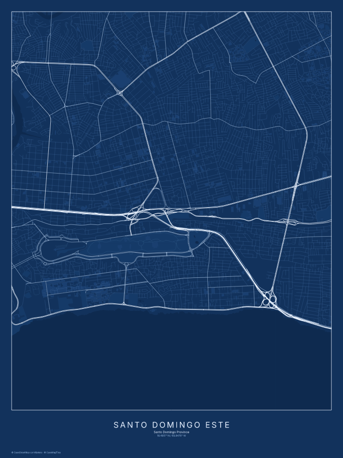 Santo Domingo Este map poster, blueprint style