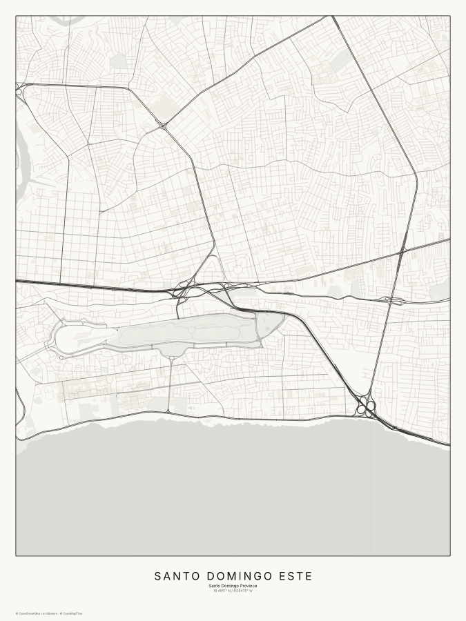 Santo Domingo Este map poster, classic style