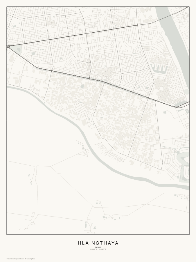 Hlaingthaya map poster, classic style