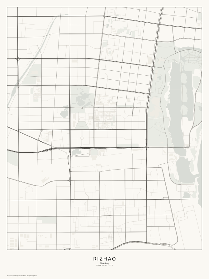 Rizhao map poster, classic style