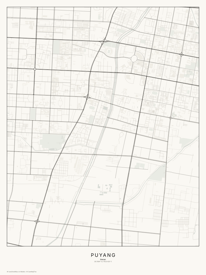 Puyang map poster, classic style