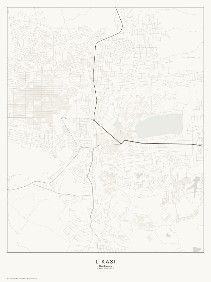 Likasi map poster, classic style