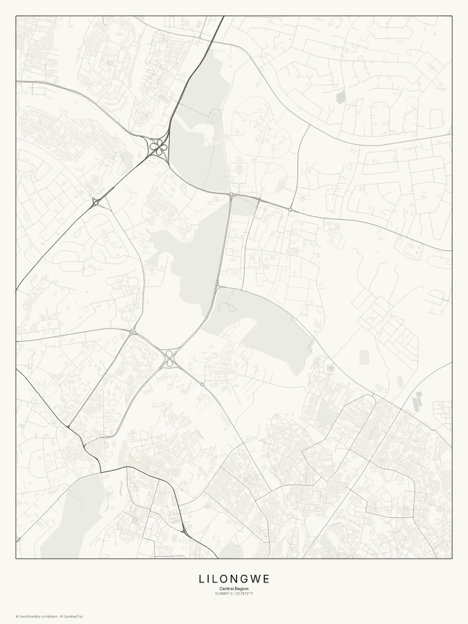 Lilongwe map poster, classic style