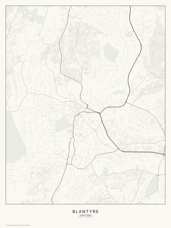Blantyre map poster, classic style
