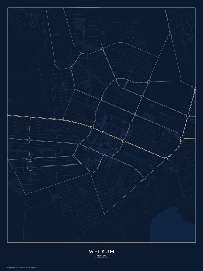 Welkom map poster, midnight style
