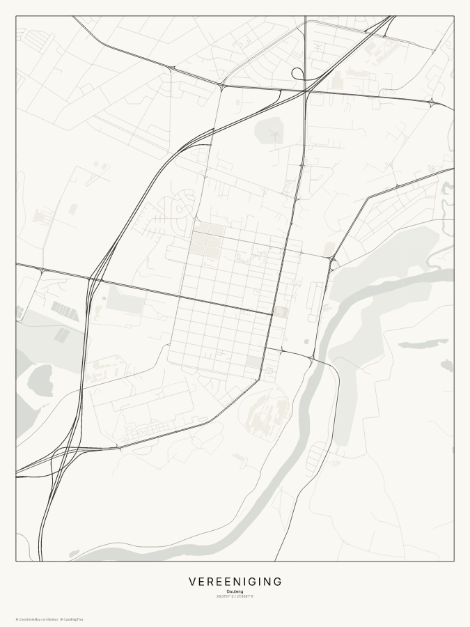 Vereeniging map poster, classic style