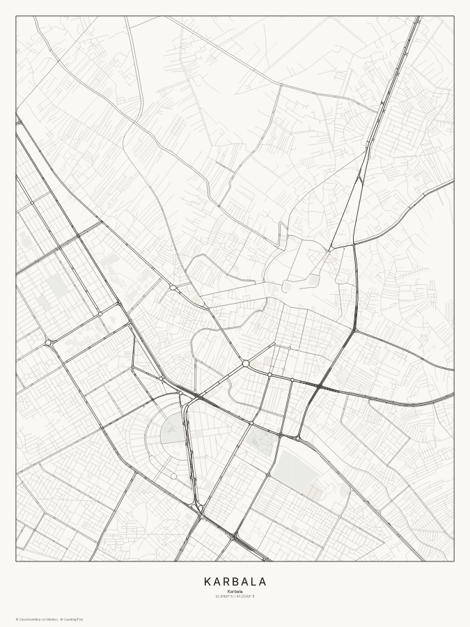 Karbala map poster, classic style