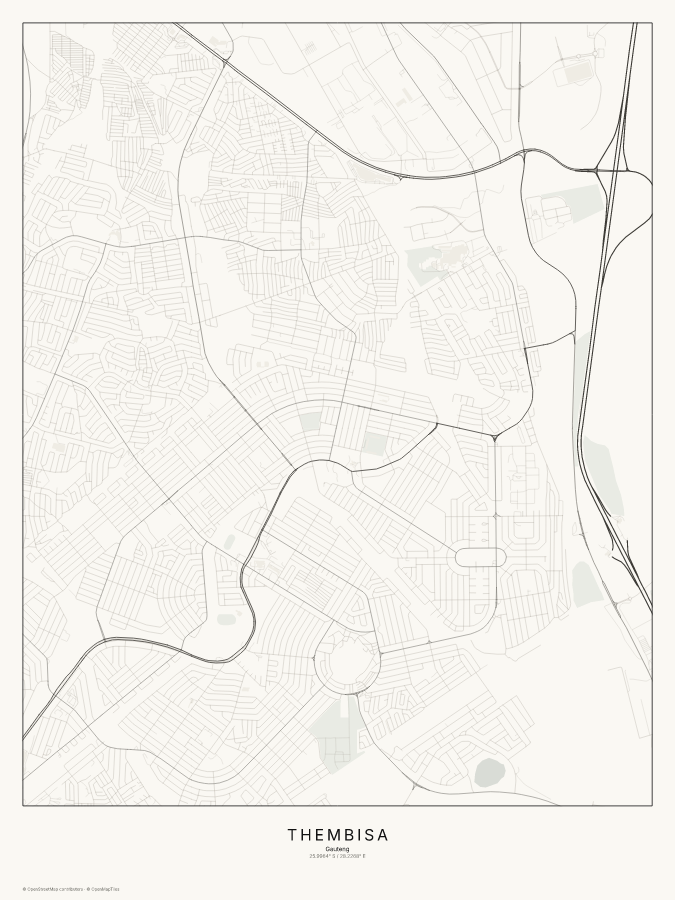 Thembisa map poster, classic style
