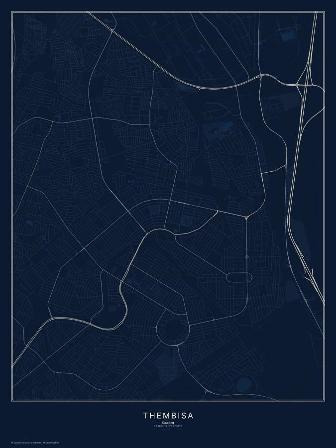 Thembisa map poster, midnight style