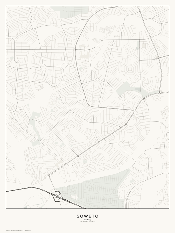 Soweto map poster, classic style