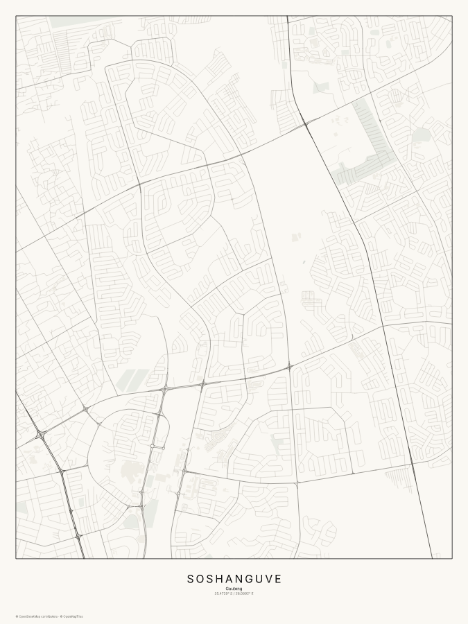 Soshanguve map poster, classic style