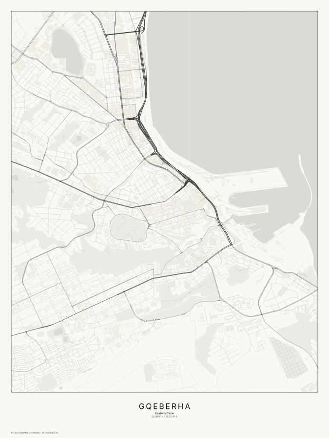 Gqeberha map poster, classic style