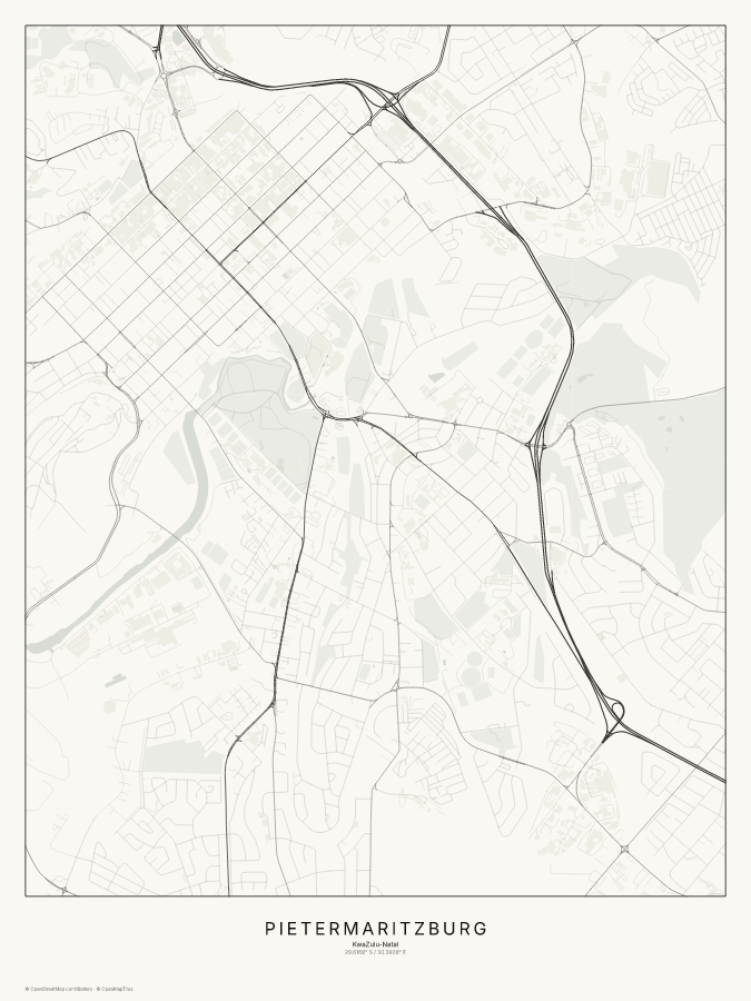 Pietermaritzburg map poster, classic style