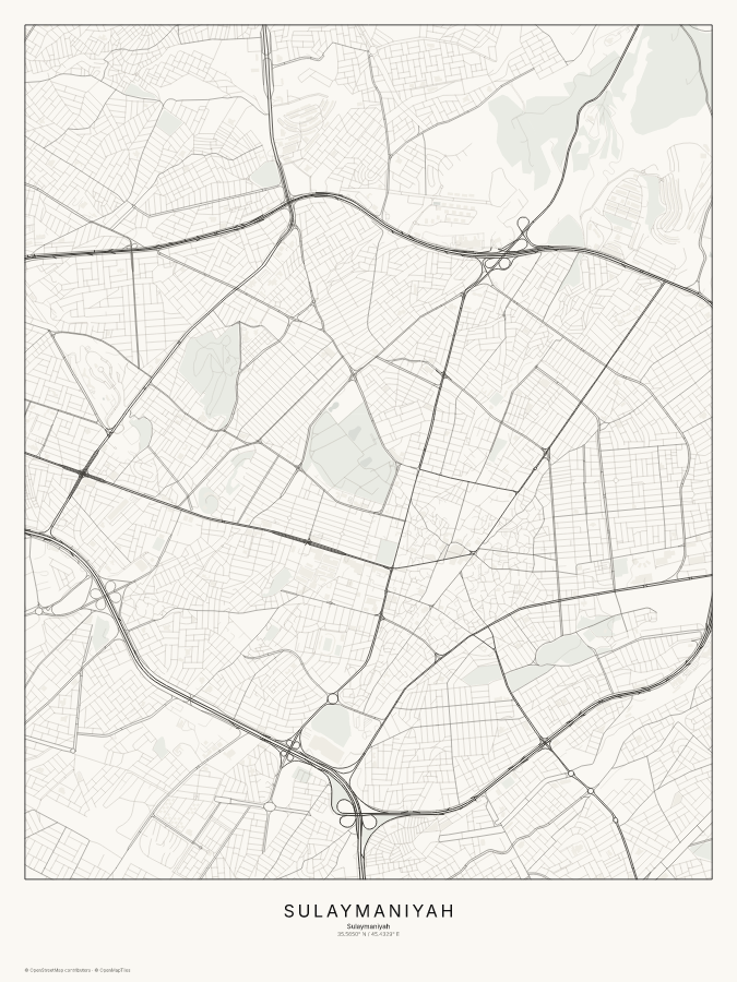 Sulaymaniyah map poster, classic style