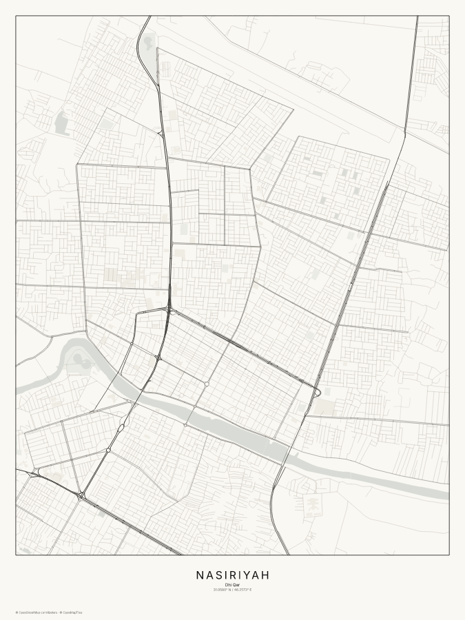 Nasiriyah map poster, classic style