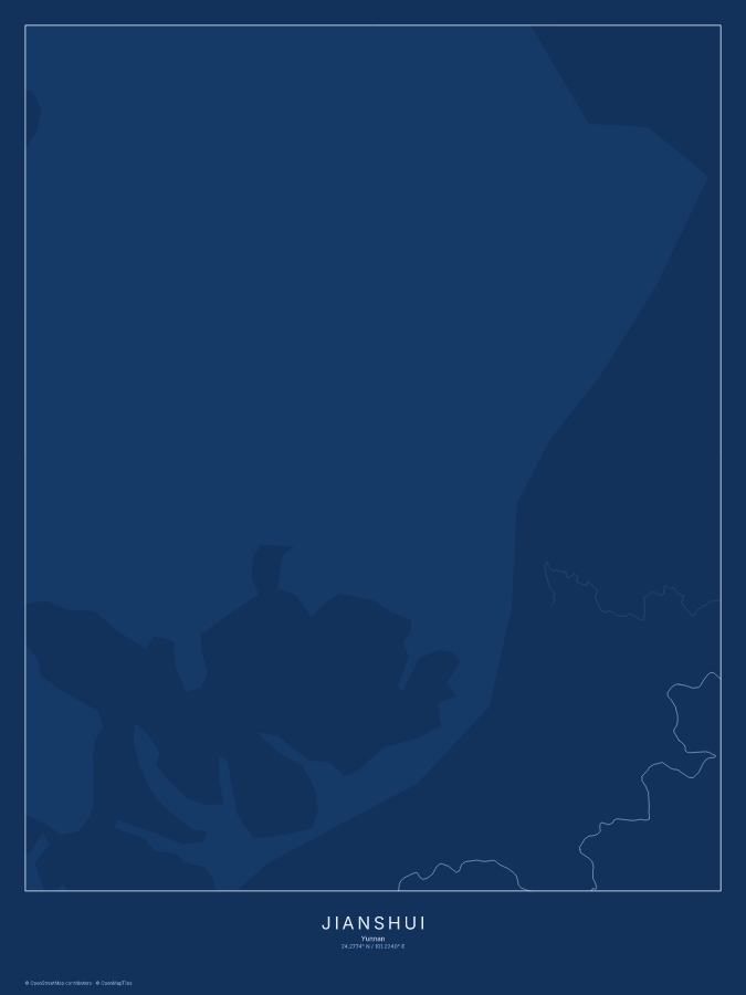 Jianshui map poster, blueprint style