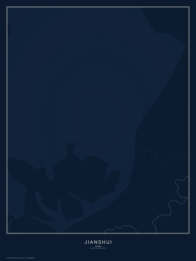 Jianshui map poster, midnight style