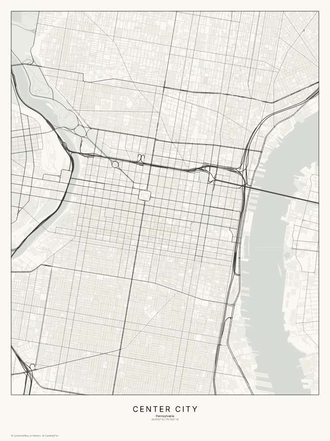Center City map poster, classic style