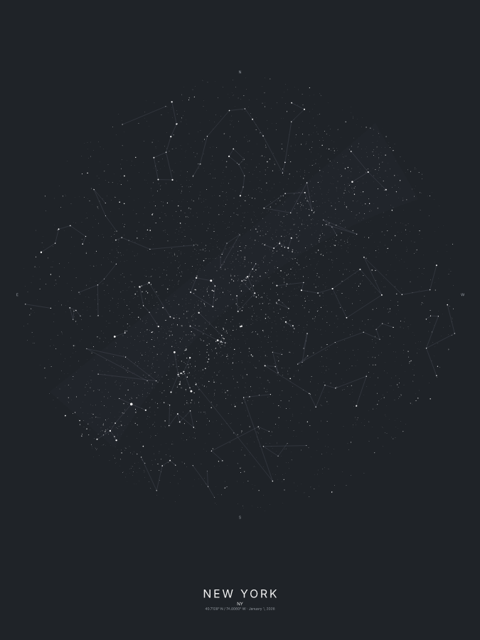 Star map poster example, slate style